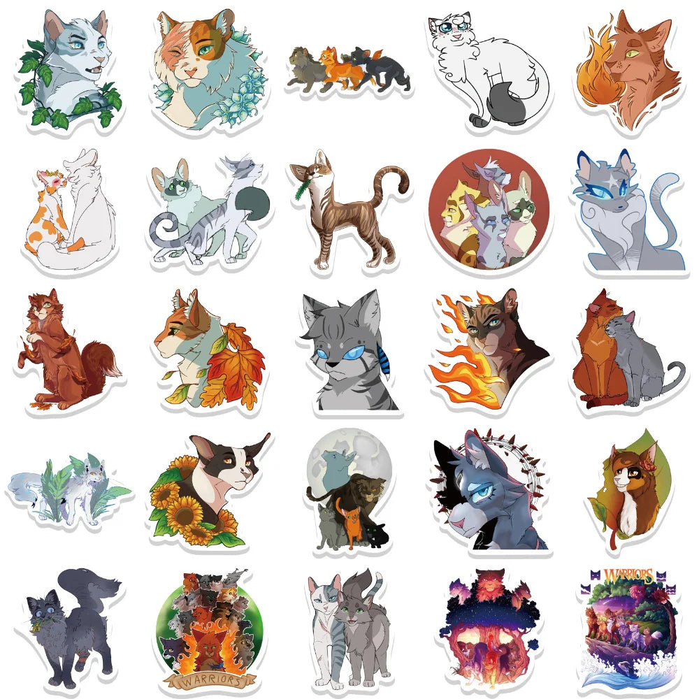 10/52pcs Cartoon Warriors Cats Stickers For Car Laptop Waterproof Decal Graffiti Sticker for Kids Toys Gifts 2023