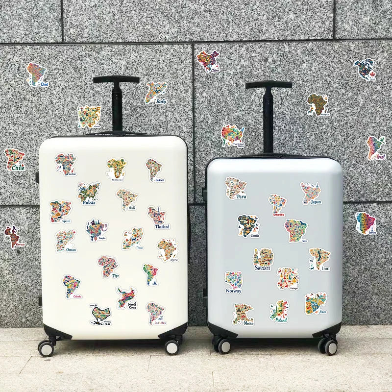 50pcs Maps In cultural Symbols And Icons Stickers Aesthetic Decals For Laptop Skateboard Suitcase Guitar Waterproof Stickers