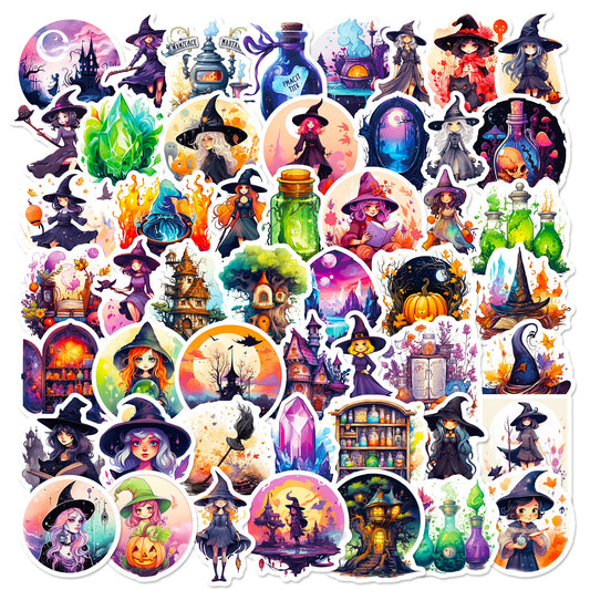 10/50PCS Cute Gothic Magic Witch Girl Pharmacist Stickers DIY Scrapbook Laptop Fridge Luggage Phone Graffiti Decoration Sticker