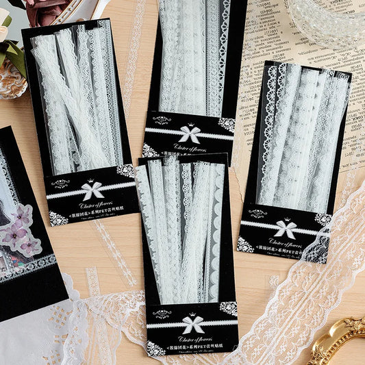 30PCS White Lace Stickers for Phone Case, Diary, Scrapbooking, Laptop