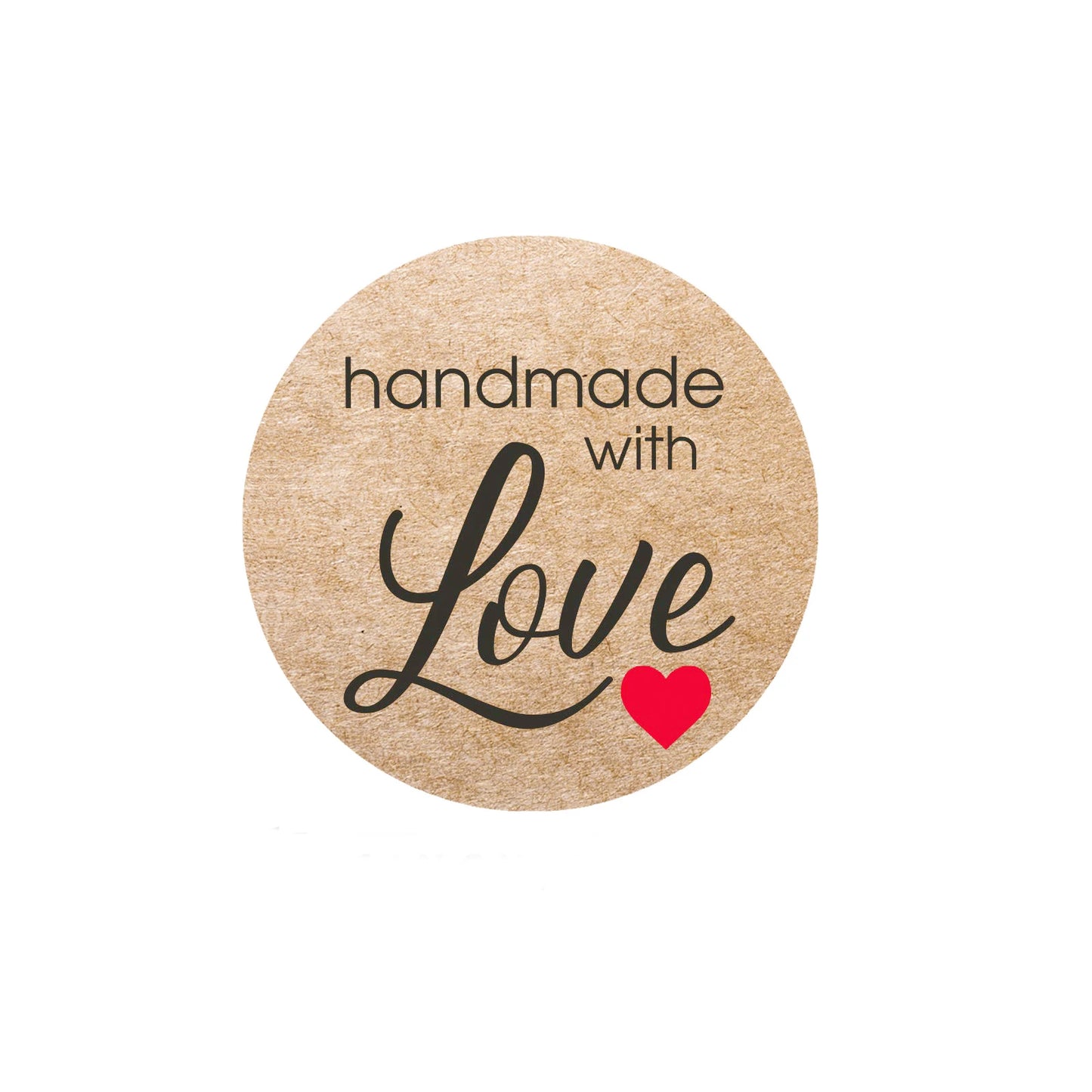 100-500pcs Brown Round Kraft Paper Sticker Handmade With Love Sticker Scapbooking For Envelope Seal Labels Stationery Sticker