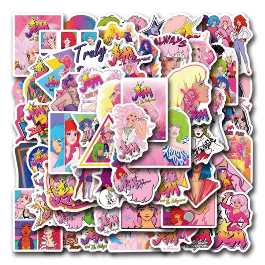 55pcs Jem and The Holograms Stickers for Laptop, Phone, Water Bottle, Suitcase, Stationery, Refrigerator