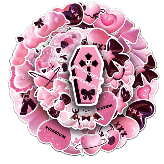 Y2K Pink 3D Stickers for Laptop, Luggage, Skateboard - Fun Gift for Kids