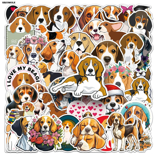 Beagle Dog Stickers Pack - Cute Animal Decals for Laptop, Luggage, Skateboard, Kids