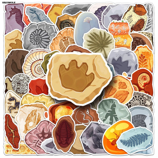 Dinosaur Fossil Skeleton Stickers for Laptop, Luggage, Notebook - 10/30/50pcs