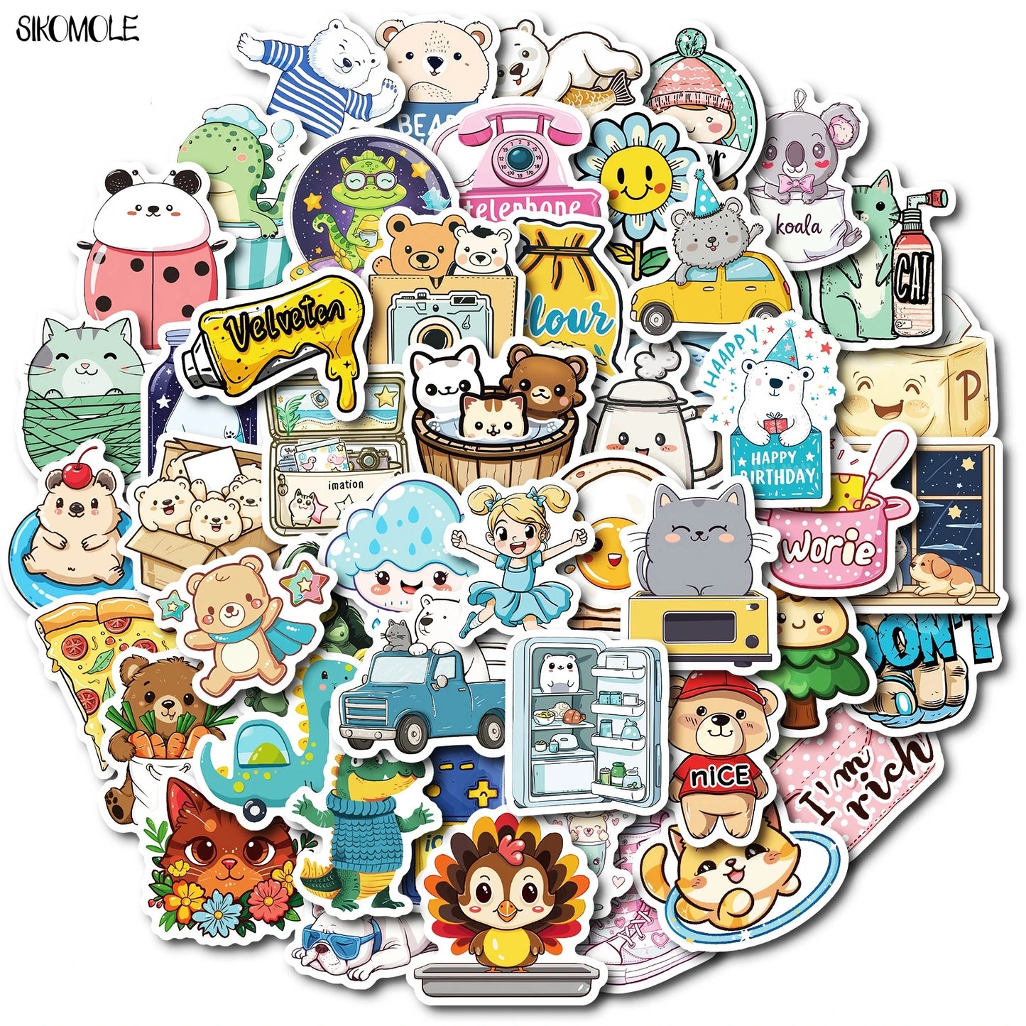 Cartoon Animal Stickers for Kids - DIY, Phone, Laptop, Luggage, Skateboard Decals