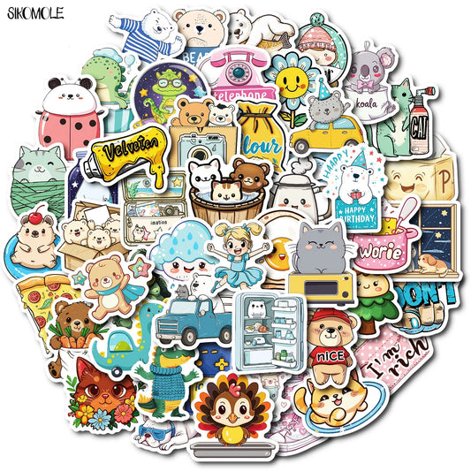 Cartoon Animal Stickers for Kids - DIY, Phone, Laptop, Luggage, Skateboard Decals