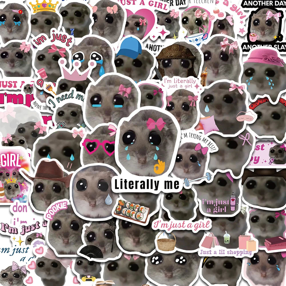 56PCS Cute Hamster Mouse Stickers Aesthetic Kawaii Cartoon Laptop Luggage Bicycle Diary Decals