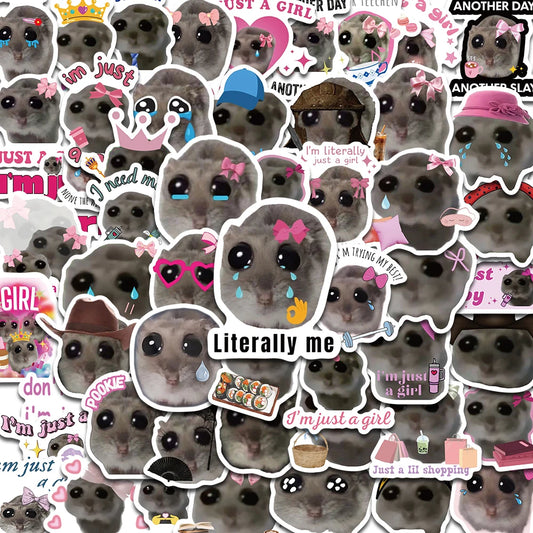 56PCS Cute Hamster Mouse Stickers Aesthetic Kawaii Cartoon Laptop Luggage Bicycle Diary Decals