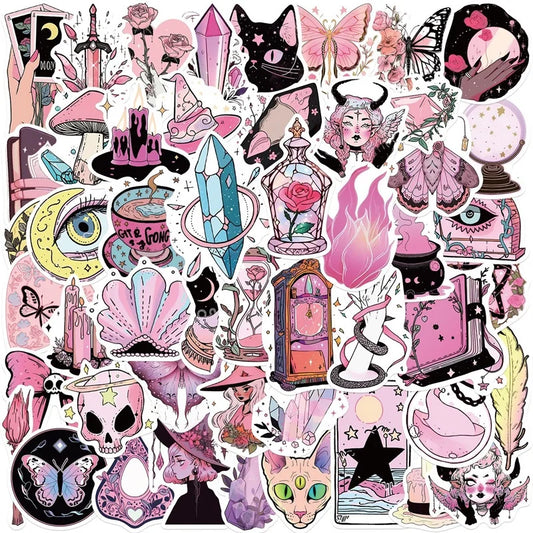 Kawaii Pink Witch Stickers - 10/30/50PCS Kids Stationery