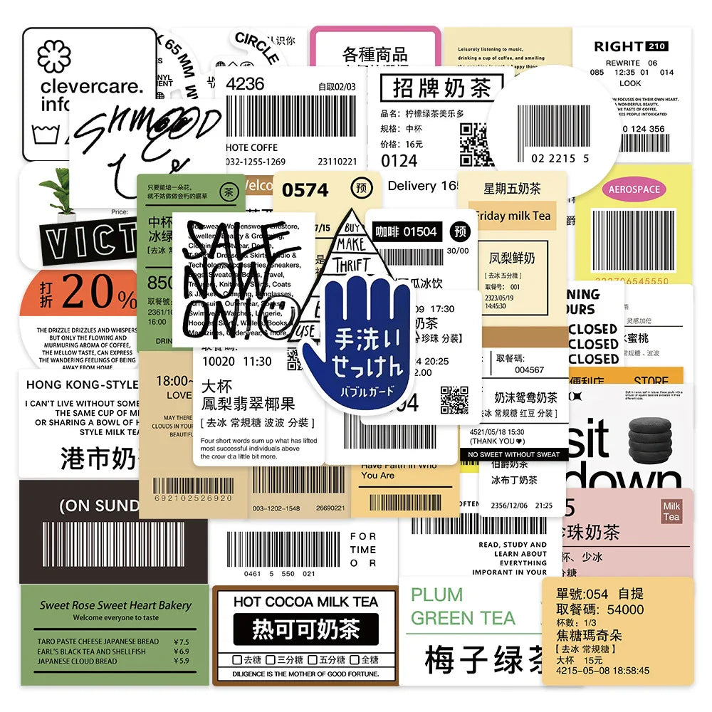 Cute Milk Tea Coffee Drink Stickers for Water Bottle Laptop Phone Suitcase - 10/30/50pcs