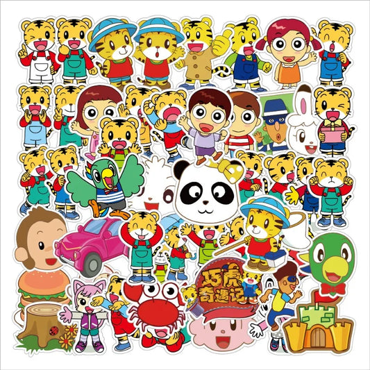 50pcs Tiger QiaoHu Island Stickers for Luggage, Water Cup, Phone, Laptop, Scooter, Refrigerator