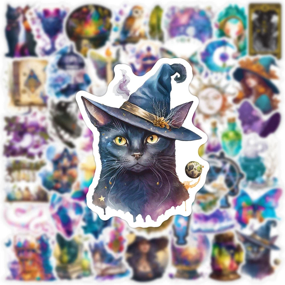 10/30/50pcs Cool Gothic Magic Witch Aesthetic Stickers Horror Goth Decorative Graffiti Luggage Car Wall Sticker Decals Kid Toy