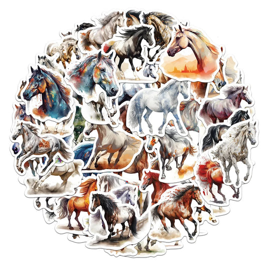 Cartoon Animal Horse Waterproof Stickers for Laptop, Motorcycle, Luggage, Snowboard, Fridge, Car - 10/30/60pcs