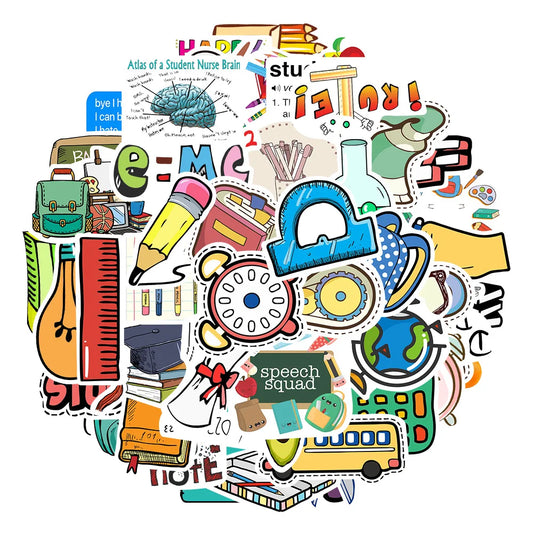 School Supplies Stickers for Suitcase, Skateboard, Laptop, Luggage, Phone - 10/30/50Pcs DIY Decals