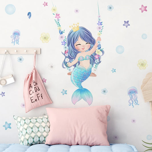 Mermaid Jellyfish Wall Stickers for Kids Room Decor