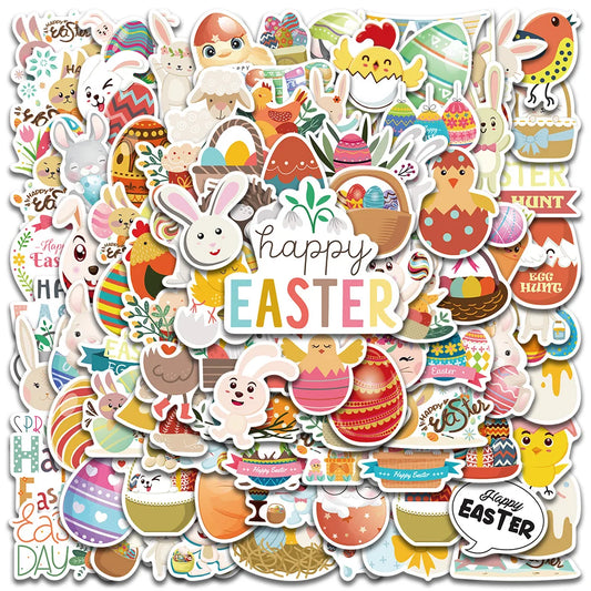 50/100pcs Easter Egg Cartoon Stickers for Car, Laptop, Luggage, Skateboard, Motorcycle, Kid Toys