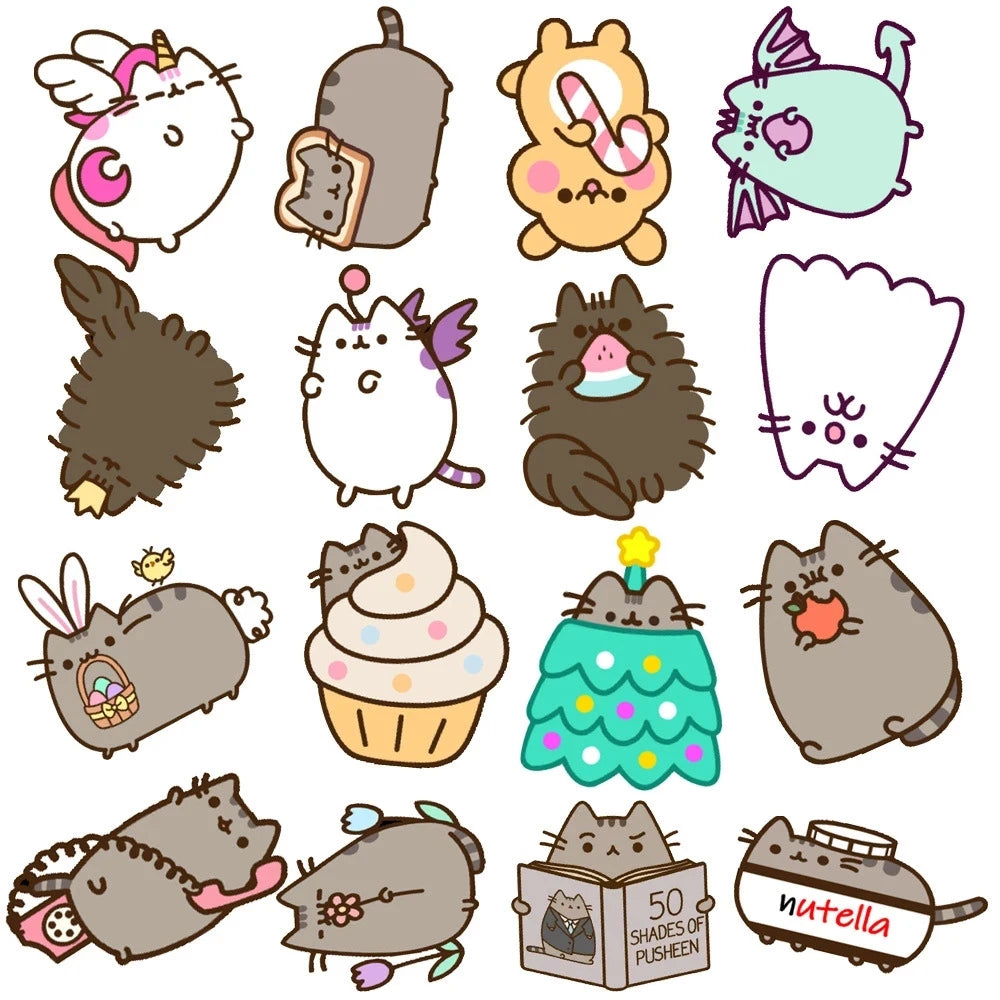 10/30/50PCS Kawaii Chunky Cat Stickers Cute Decals Kids Toy PVC Waterproof Phone Diary Suitcase Skateboard Bike Car Sticker Gift