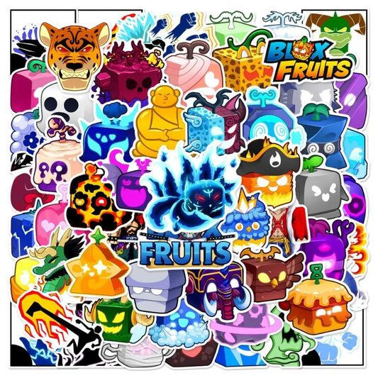 60pcs Blox Fruits Stickers for Laptop, Phone, Car, Scooter, Water Bottle, Suitcase, Stationery, Refrigerator