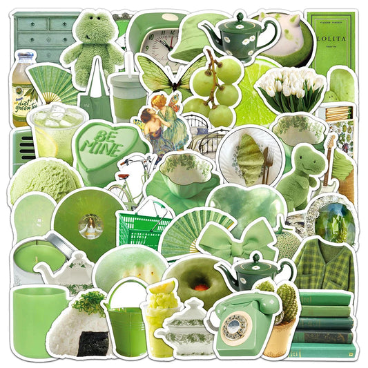 Green Cartoon Stickers 10/30/50pcs Cute Waterproof Decals for Skateboard Luggage Phone Bike Kids