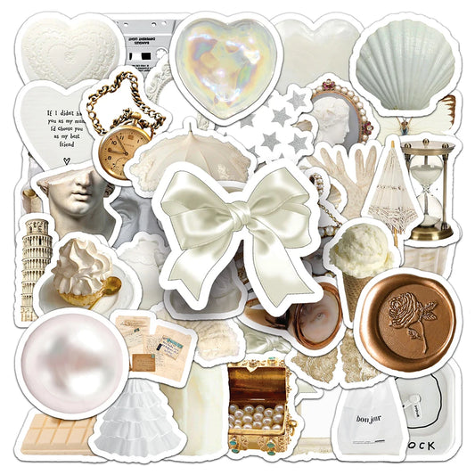 Cute White Cartoon Stickers 10/30/50pcs for Skateboard, Suitcase, Fridge, Bike, Phone, DIY Gifts