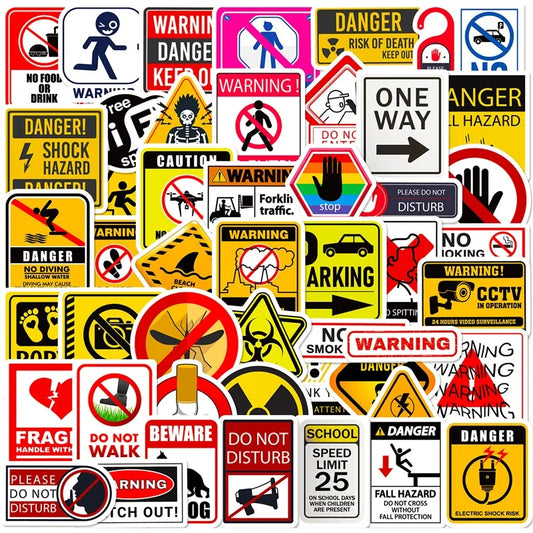 PVC Warning Stickers 10/30/50PCS Kids DIY Scrapbooking