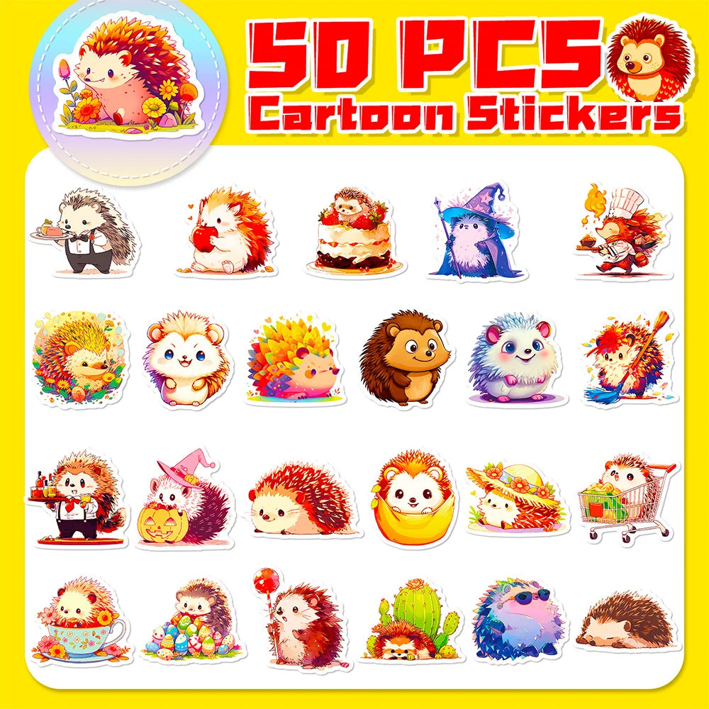 10/30/50pcs Cute Animal Hedgehog Graffiti Stickers Kawaii Aesthetic Decals Laptop Notebook Phone Decoration Sticker Kids Toys