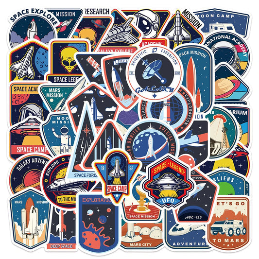 Outer Space Astronaut Stickers 10/30/52pcs for Kids DIY Laptop Skateboard Phone Decals