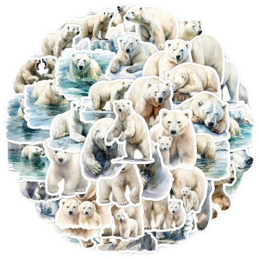 Polar Bear Stickers Pack - Cute Animal Decals for Luggage, Laptop, Guitar, Car, Bike, Skateboard, Kids Toys