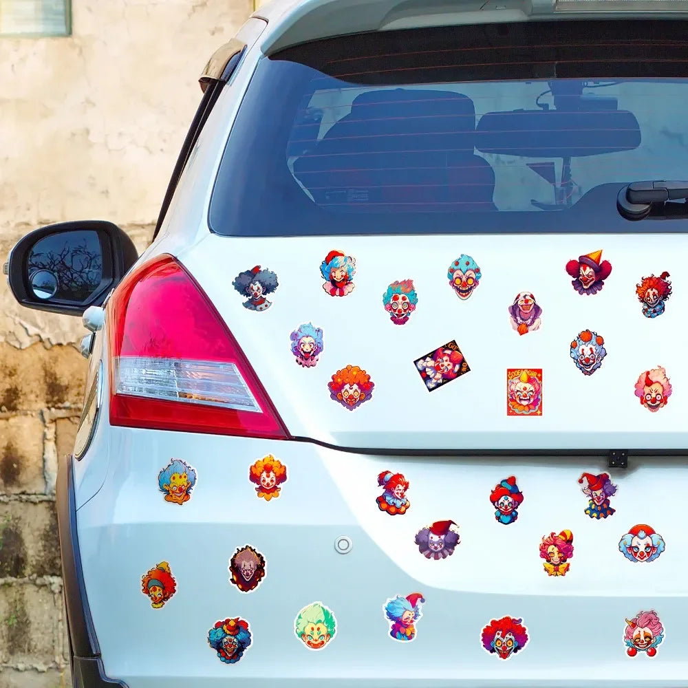 10/50Pcs Vintage Clown Stickers For Phone Suitcase Guitar Car Helmet Craft Supplies Scrapbooking Material Cartoon Sticker Pack