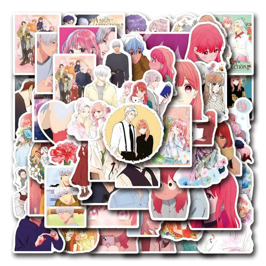 55pcs A Sign of Affection Anime Stickers for Luggage, Water Bottles, Phones, Laptops, Cars, Scooters, Refrigerators