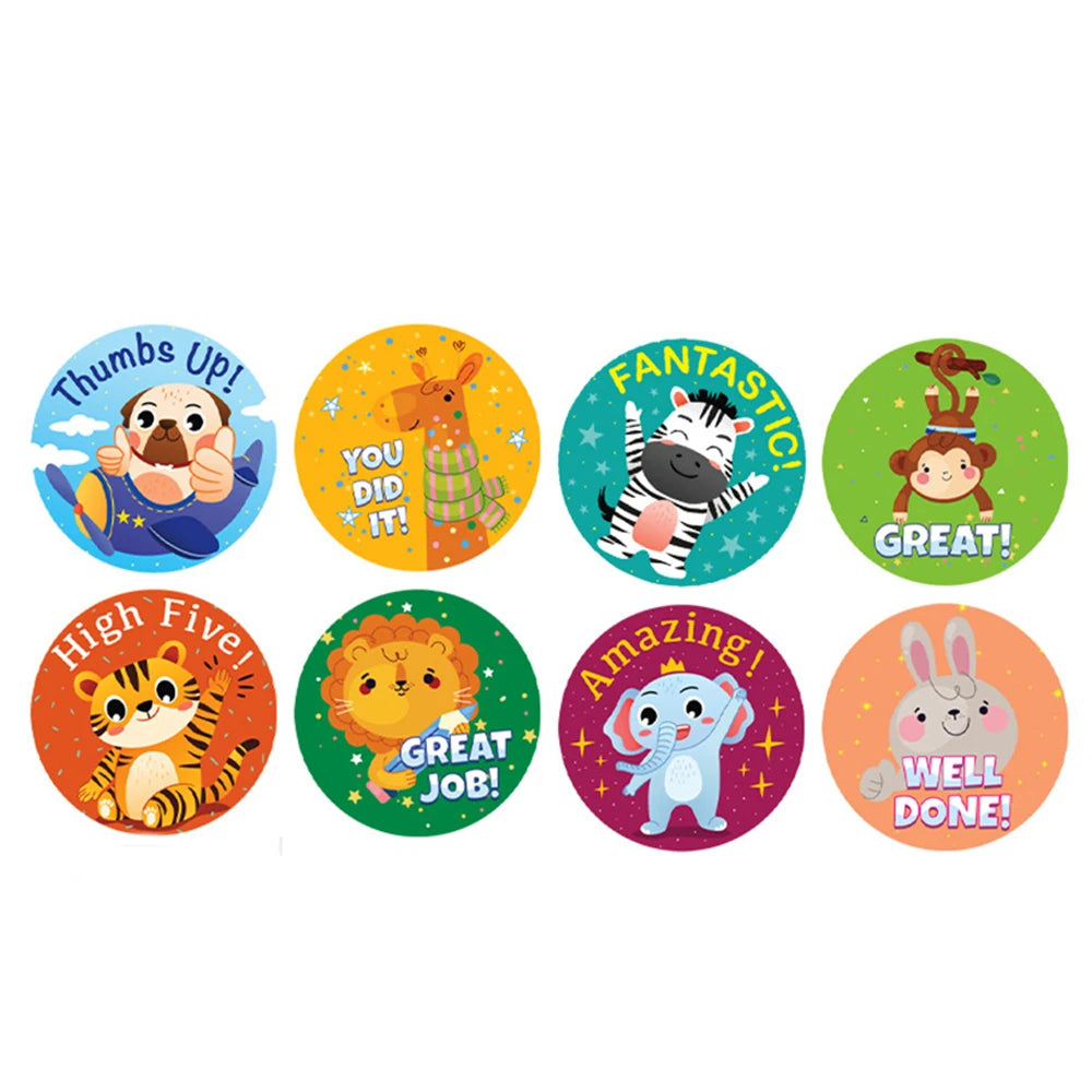 100-500pcs Cute Animals Cartoon Reward Stickers For Kids School Teacher Supplies Kids Classic Toy Gift Decor Sealing Label