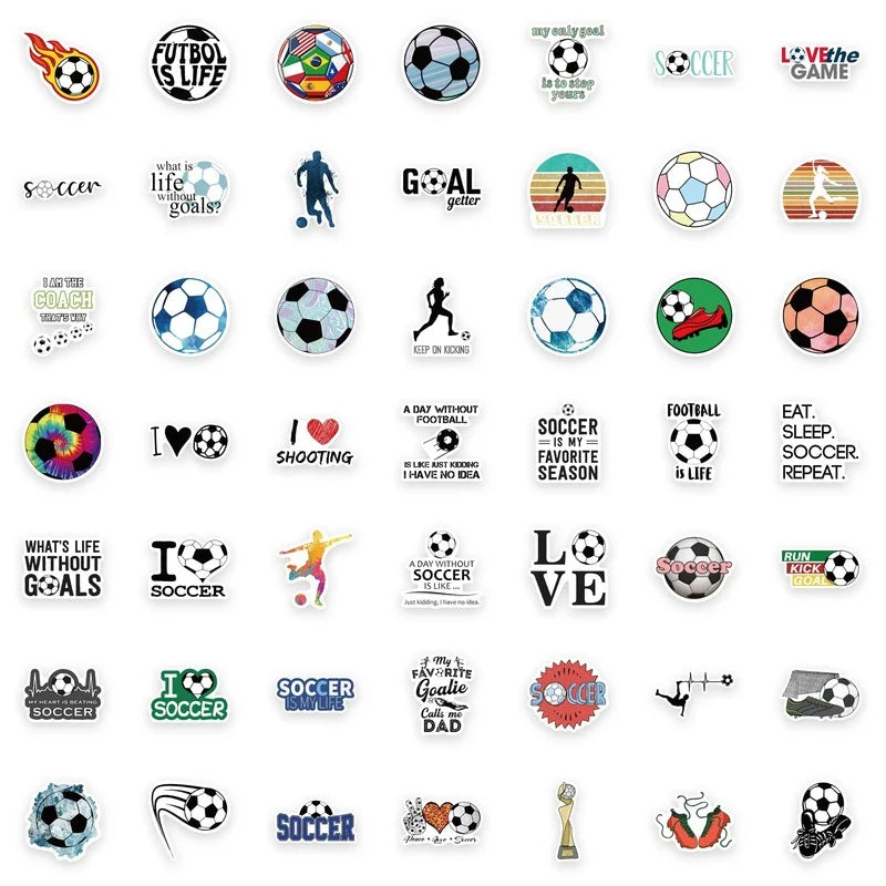 10/50/100pcs Graffiti Stickers Football Soccer Stickers for Adults Helmet Motorcycle Luggage Water Bottle Skateboard