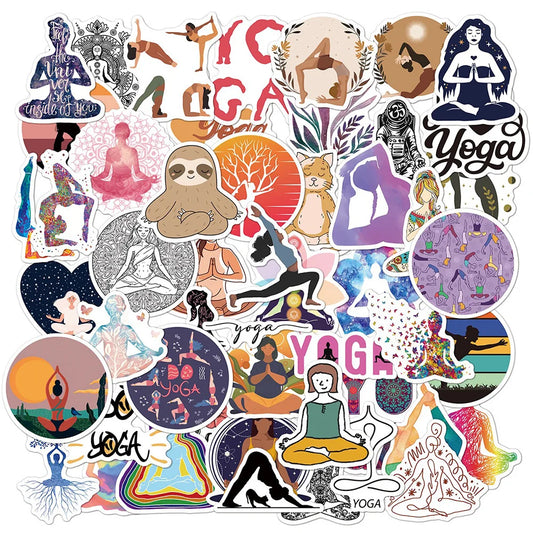 Yoga Fitness Stickers 10/30/50PCS for Phone, Laptop, Luggage, Skateboard, Kids
