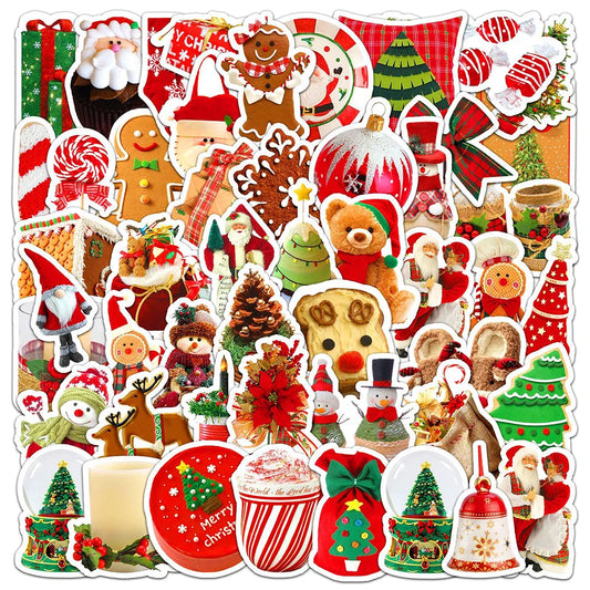 Christmas Cartoon Stickers Deer Santa Snowman Decals DIY Skateboard Phone Suitcase Bike Gift