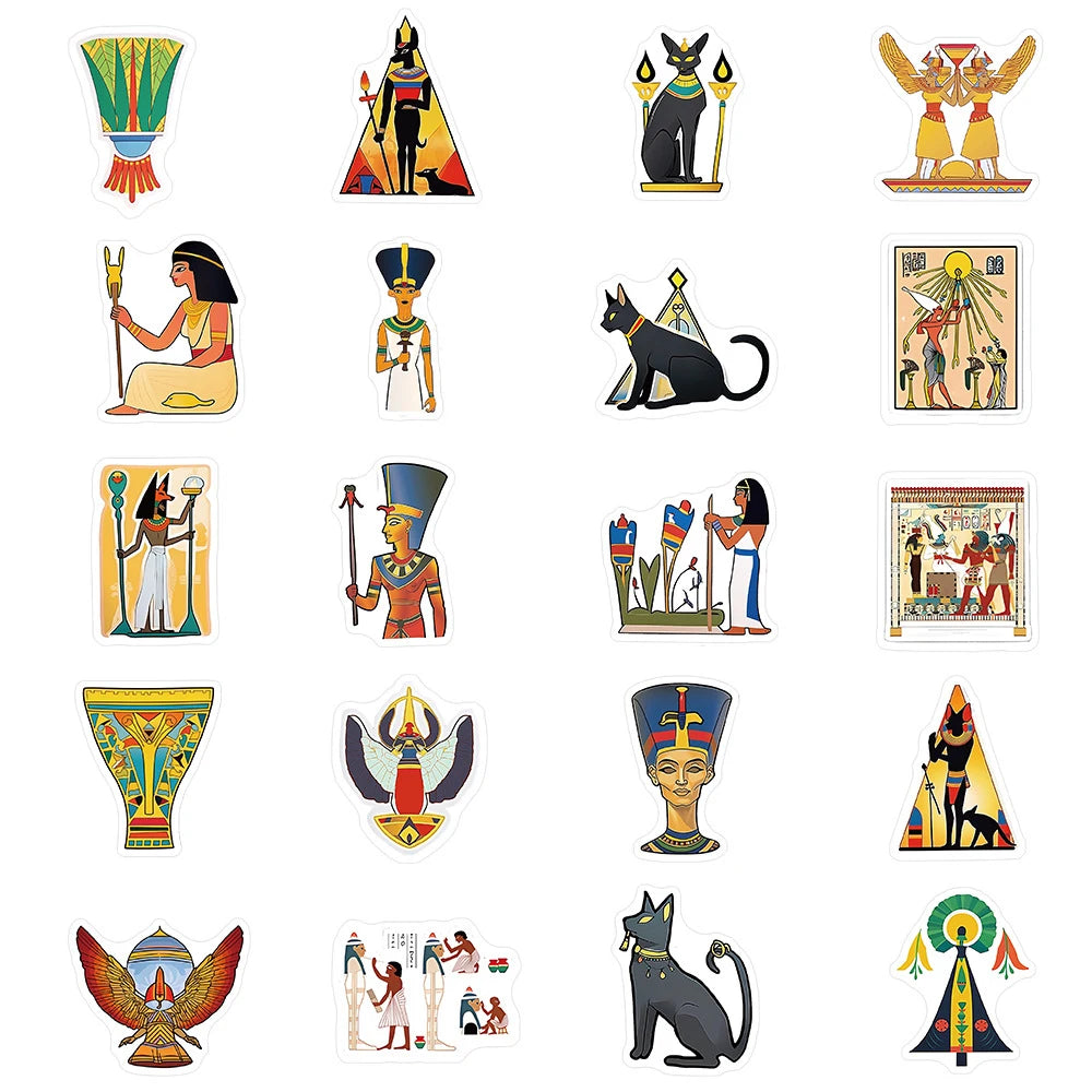 10/30/50pcs Cool Ancient Egypt Pharaoh Pyramid Waterproof Stickers Art Decals Laptop Suitcase Car Phone Decoration Sticker Toys