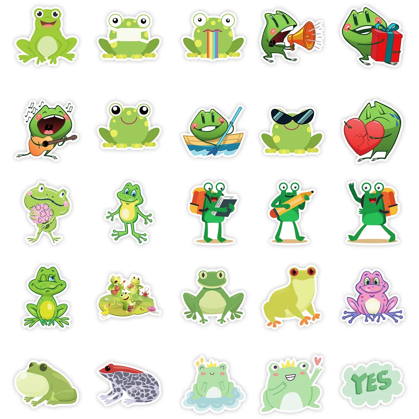 10/30/50PCS Frog Cartoon Stickers Cute Animal Meme Sticker Scrapbook Luggage Laptop Guitar Car Bike Skateboard Decals Kids Toys