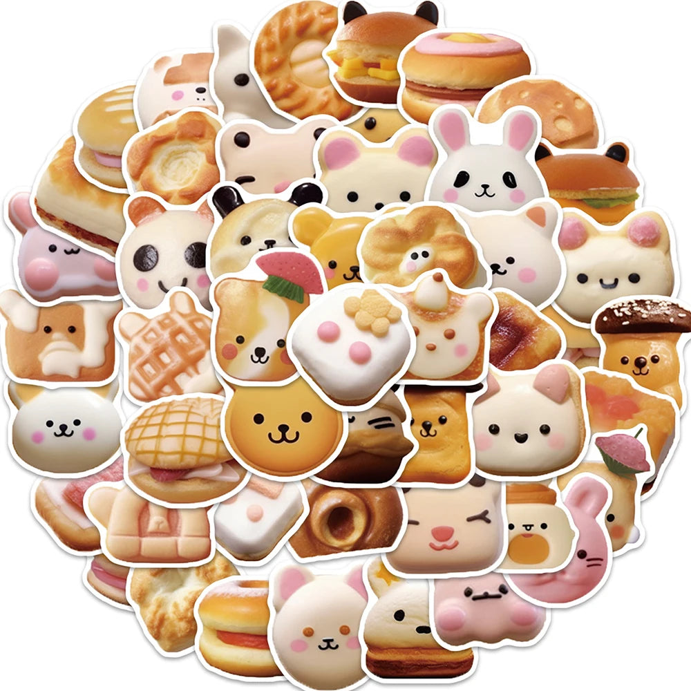 10/30/50PCS Cute Animal Cookie Stickers Funny Decals Toys DIY Notebook Phone Guitar Luggage Bike Kids Toys Cartoon Sticker Gift