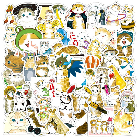 50pcs Ink Cat Graffiti Stickers for Helmet, Wall, DIY Decoration Wholesale