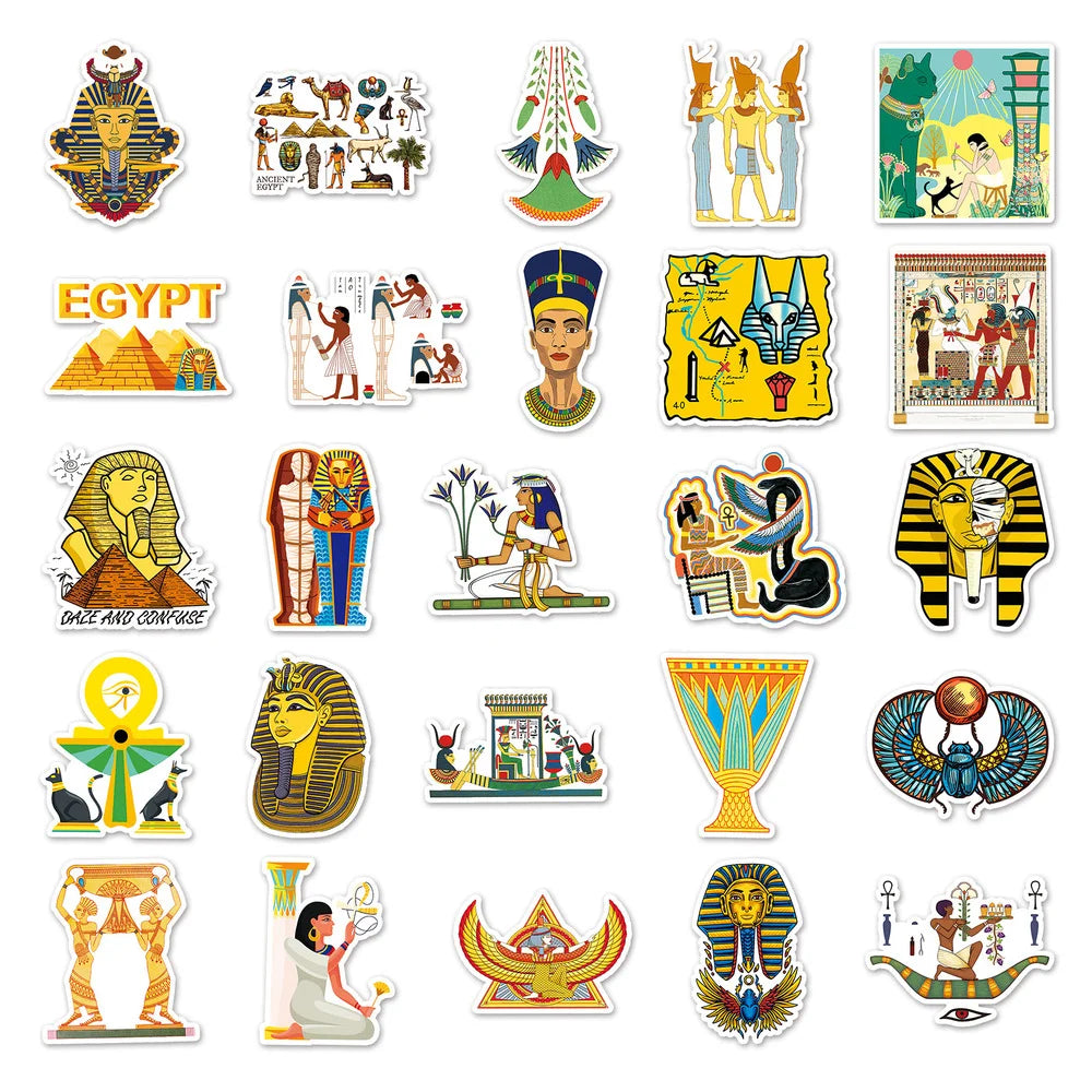 10/50pcs Egypt Pyramid Sphinx Stickers For Suitcase Skateboard Laptop Luggage Fridge Phone Car Styling DIY Decal Pegatinas