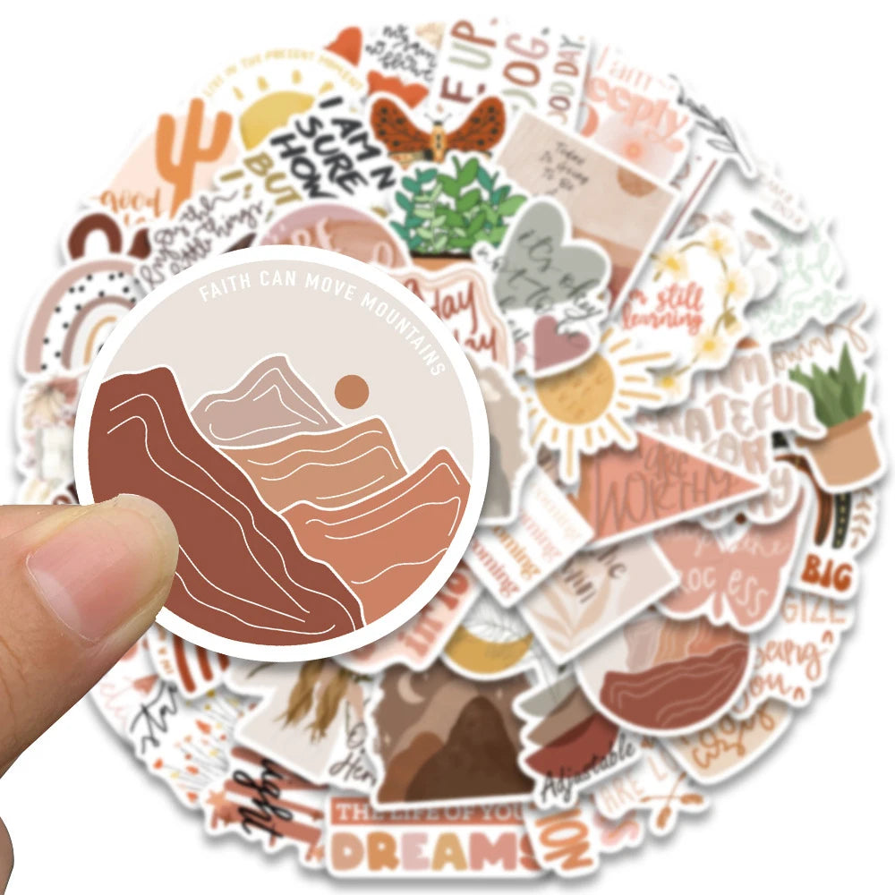 10/30/50pcs Cute Bohemia Motivational Phrases Stickers Inspirational Quotes Decals Laptop Fridge Suitcase Car Sticker Kids Toy