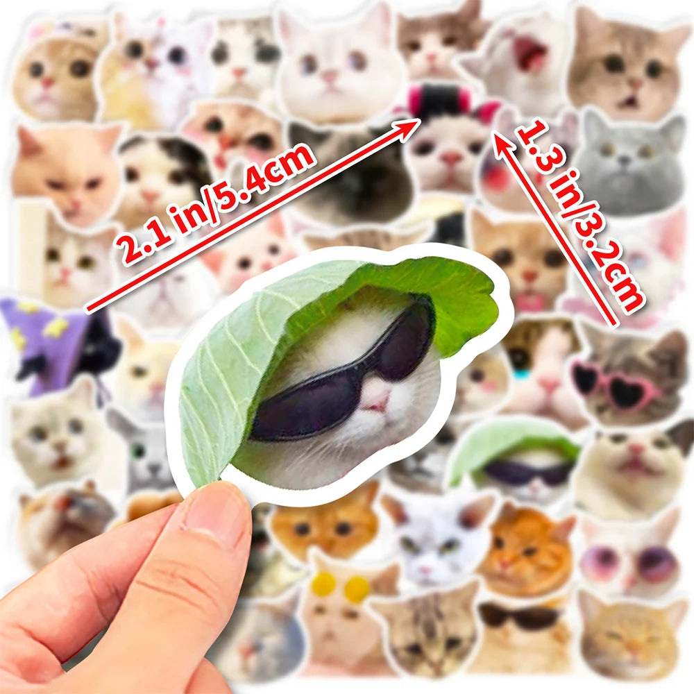 10/30/50/100pcs Cute Funny Meme Animal Cat Kitty Stickers Decals Laptop Notebook Luggage Car Decoration Sticker Kids Classic Toy