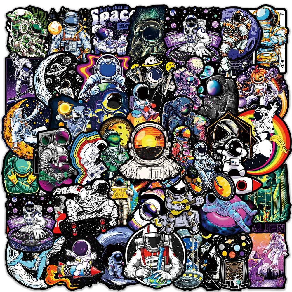 10/30/50PCS Outer Space Astronaut Graffiti Stickers Cartoon Decal DIY Skateboard Phone Motorcycle PVC Waterproof Kid Sticker Toy