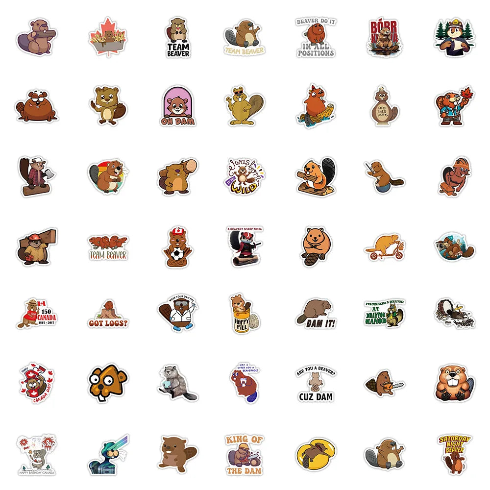 10/30/50PCS Cute Eurasian Beaver Stickers Cartoon Animal Decals Toys For Kids DIY Skateboard Car Laptop Luggage Bike Wall Decals