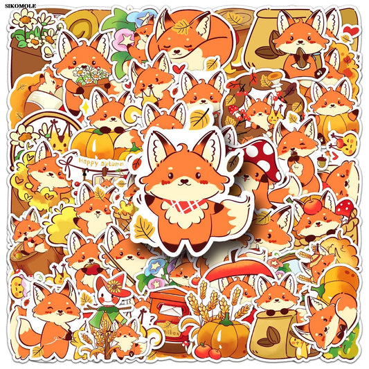 Cartoon Fox Stickers 10/30/50pcs for Laptop Luggage Notebook Decals