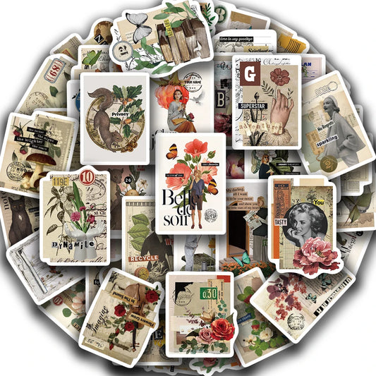 Vintage Retro Sticky Note Stickers - 53PCS Set