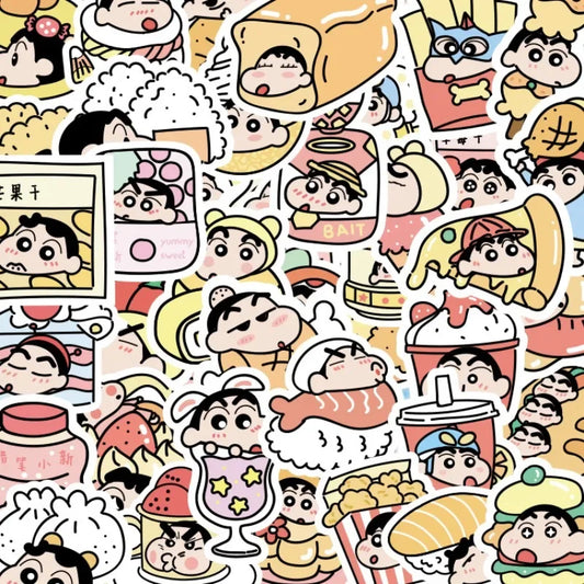 50pcs Crayon Shin Chan Stickers for Laptop, Phone, Car, Scooter, Water Bottle, Suitcase, Refrigerator