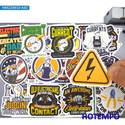 20/30/50Pieces Electric Worker Decals Safety Warning Danger Caution Retro Stickers for Helmets Car Luggage Phone Laptop Sticker