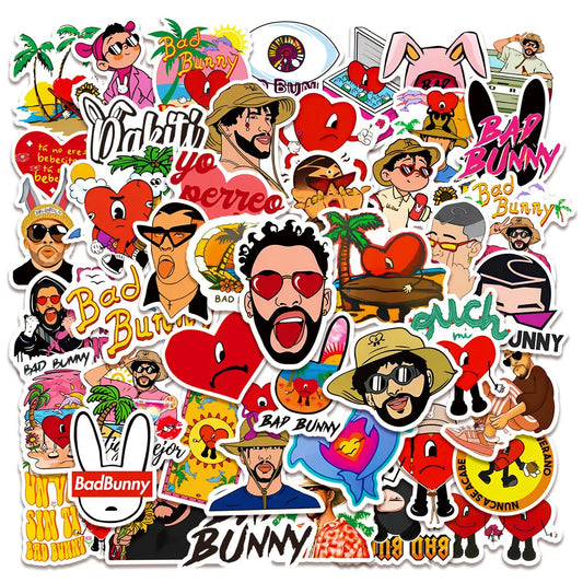 Bad Bunny Stickers Pack: Cartoon Graffiti Decals for Laptop, Suitcase, Fridge, Notebook - Teen Gift