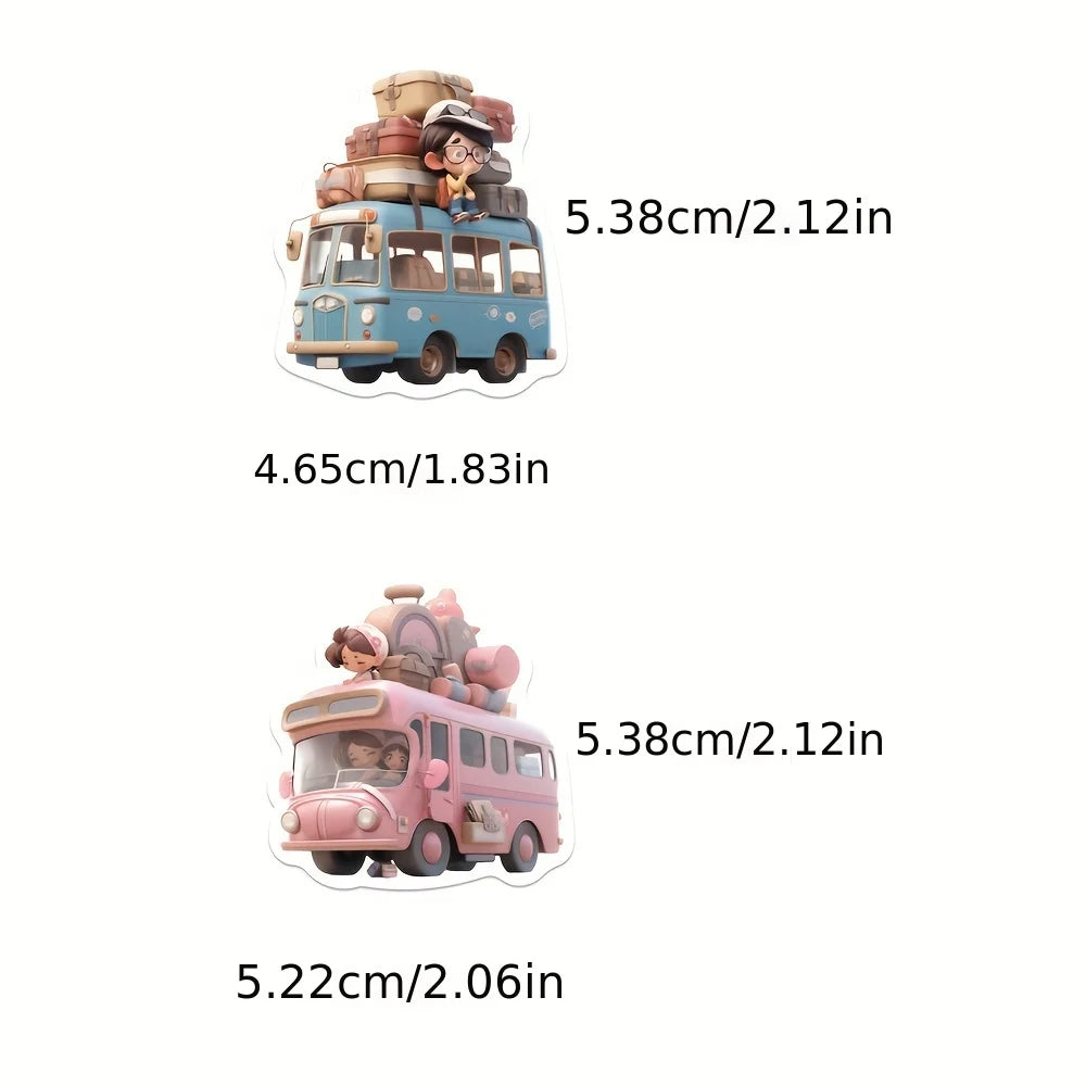 10/25/50PCS Cartoon Travel Bus Sticker Colorful Cute Waterproof PVC Decorative Luggage Guitar Cup Skateboard DIY Gift Tos Decal